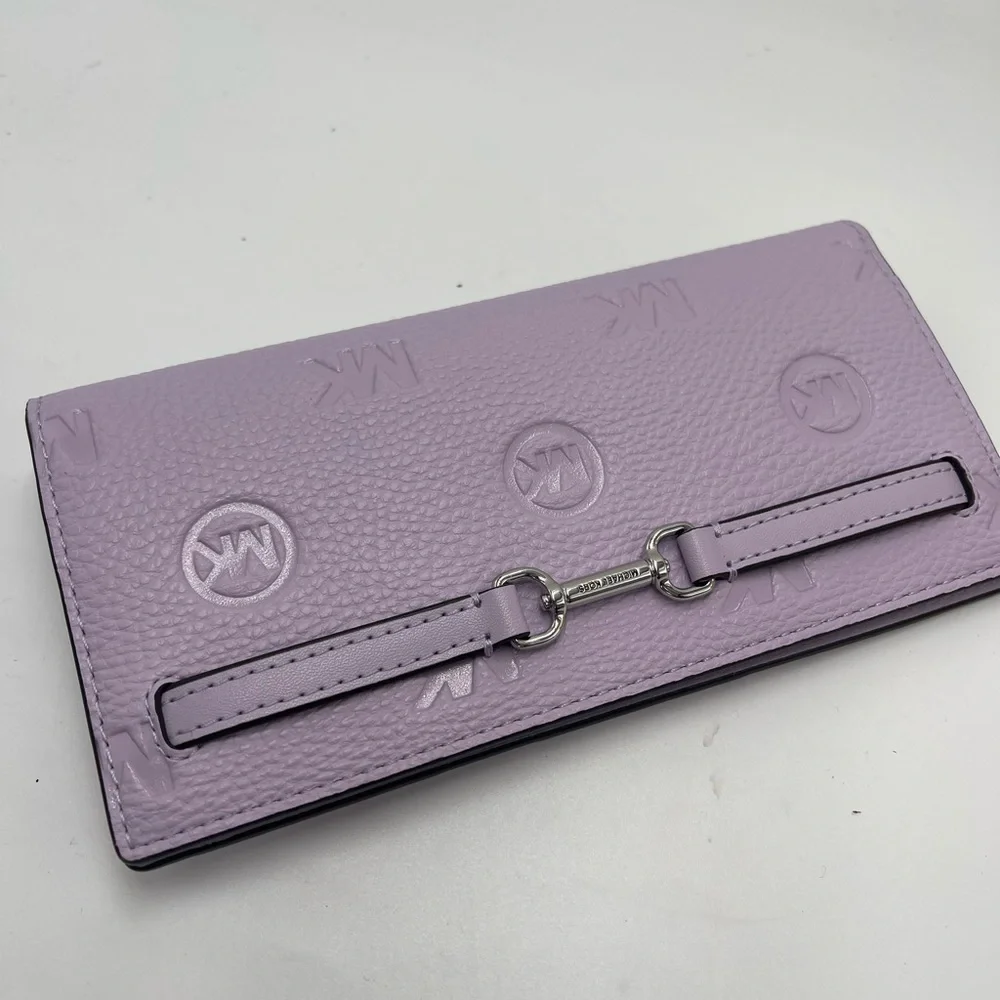 MICHAEL KORS Carson Large Logo Debossed Snap Wallet Light Quartz NWT